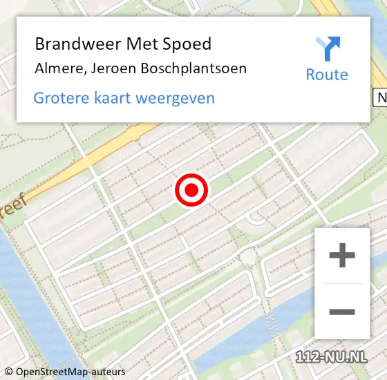 Locatie op kaart van de 112 melding: Brandweer Met Spoed Naar Almere, Jeroen Boschplantsoen op 2 april 2019 21:09