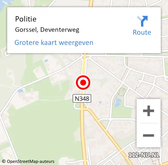 Locatie op kaart van de 112 melding: Politie Gorssel, Deventerweg op 2 april 2019 21:34
