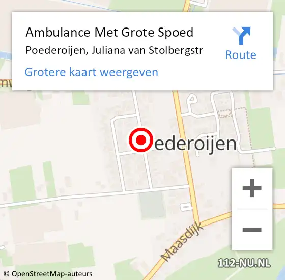 Locatie op kaart van de 112 melding: Ambulance Met Grote Spoed Naar Poederoijen, Juliana Van Stolbergstr op 2 april 2019 21:47