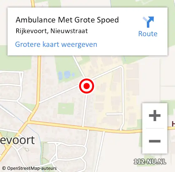 Locatie op kaart van de 112 melding: Ambulance Met Grote Spoed Naar Rijkevoort, Nieuwstraat op 2 april 2019 22:01