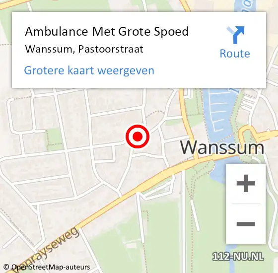 Locatie op kaart van de 112 melding: Ambulance Met Grote Spoed Naar Wanssum, Pastoorstraat op 2 april 2019 22:03