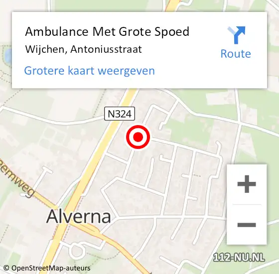 Locatie op kaart van de 112 melding: Ambulance Met Grote Spoed Naar Wijchen, Antoniusstraat op 2 april 2019 23:32