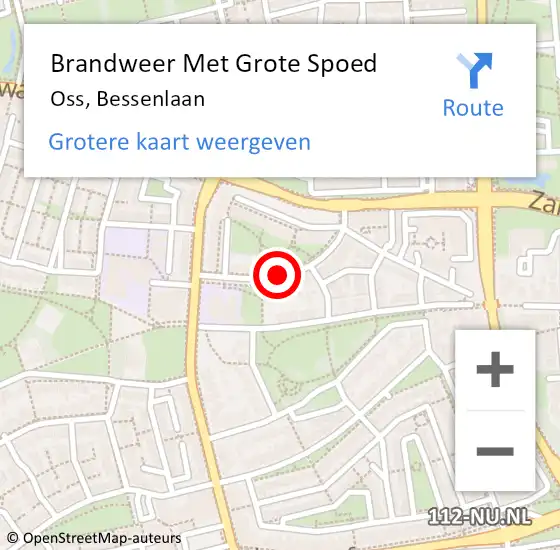 Locatie op kaart van de 112 melding: Brandweer Met Grote Spoed Naar Oss, Bessenlaan op 3 april 2019 00:38