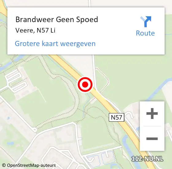 Locatie op kaart van de 112 melding: Brandweer Geen Spoed Naar Veere, N57 Li op 3 april 2019 06:51