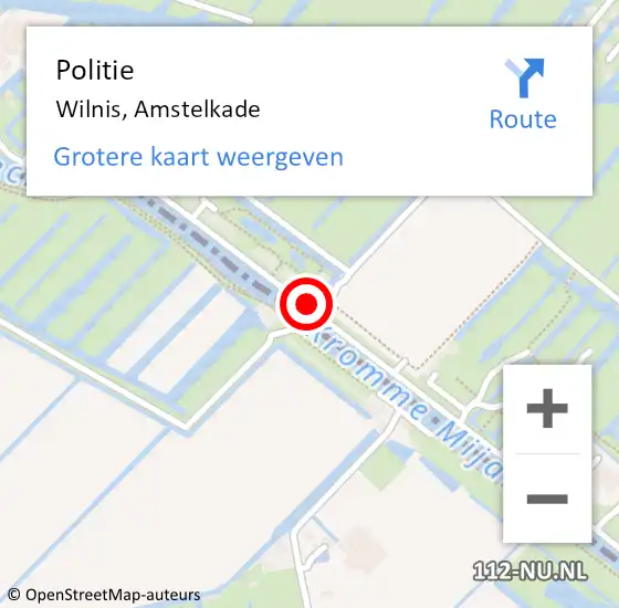 Locatie op kaart van de 112 melding: Politie Wilnis, Amstelkade op 3 april 2019 08:04