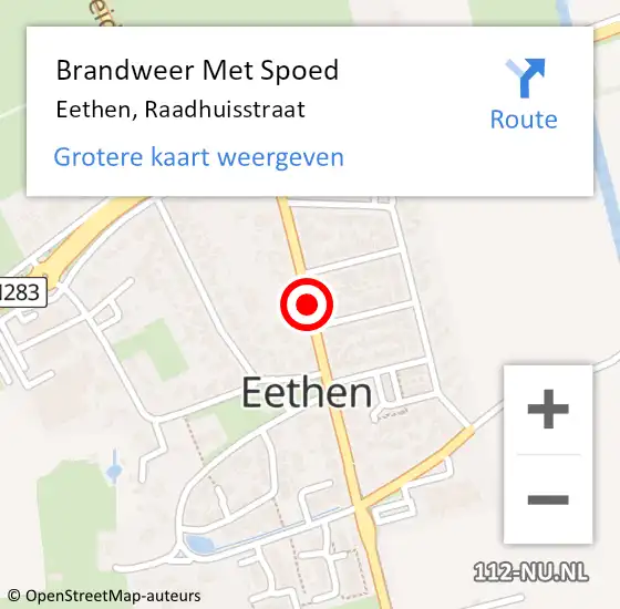 Locatie op kaart van de 112 melding: Brandweer Met Spoed Naar Eethen, Raadhuisstraat op 3 april 2019 08:20