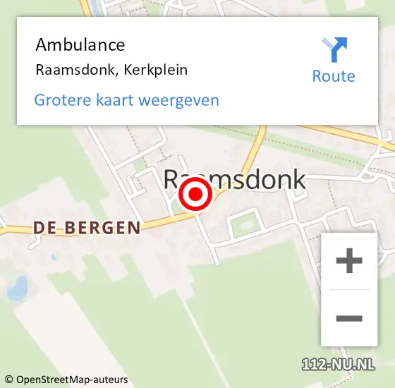 Locatie op kaart van de 112 melding: Ambulance Raamsdonk, Kerkplein op 3 april 2019 08:30