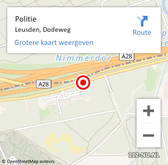 Locatie op kaart van de 112 melding: Politie Leusden, Dodeweg op 3 april 2019 09:05