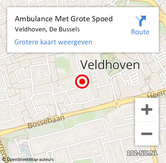 Locatie op kaart van de 112 melding: Ambulance Met Grote Spoed Naar Veldhoven, De Bussels op 3 april 2019 09:47