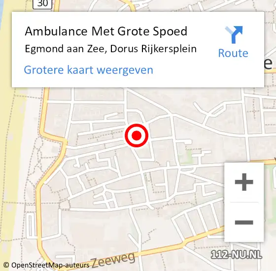 Locatie op kaart van de 112 melding: Ambulance Met Grote Spoed Naar Egmond aan Zee, Dorus Rijkersplein op 3 april 2019 09:51