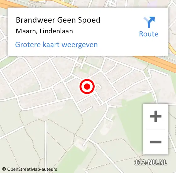 Locatie op kaart van de 112 melding: Brandweer Geen Spoed Naar Maarn, Lindenlaan op 3 april 2019 10:14