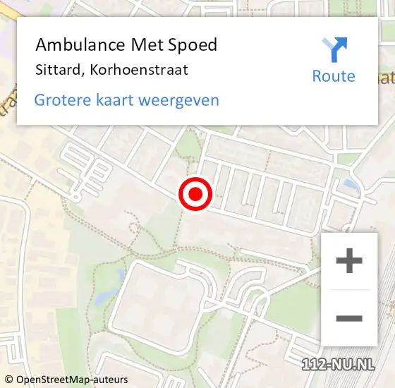 Locatie op kaart van de 112 melding: Ambulance Met Spoed Naar Sittard, Korhoenstraat op 28 maart 2014 09:39