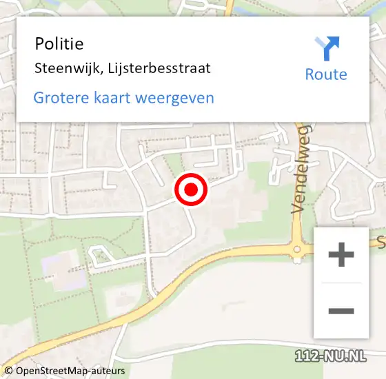 Locatie op kaart van de 112 melding: Politie Steenwijk, Lijsterbesstraat op 3 april 2019 11:55