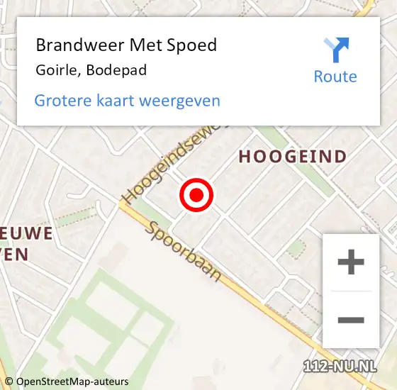 Locatie op kaart van de 112 melding: Brandweer Met Spoed Naar Goirle, Bodepad op 3 april 2019 11:59