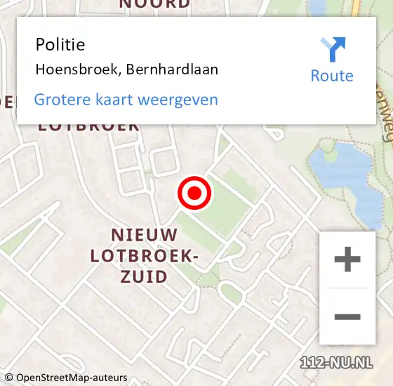 Locatie op kaart van de 112 melding: Politie Hoensbroek, Bernhardlaan op 3 april 2019 11:59