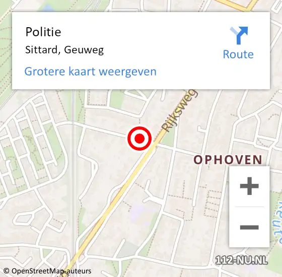 Locatie op kaart van de 112 melding: Politie Sittard, Geuweg op 3 april 2019 13:09