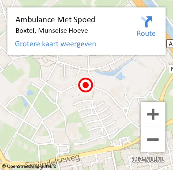 Locatie op kaart van de 112 melding: Ambulance Met Spoed Naar Boxtel, Munselse Hoeve op 3 april 2019 14:41