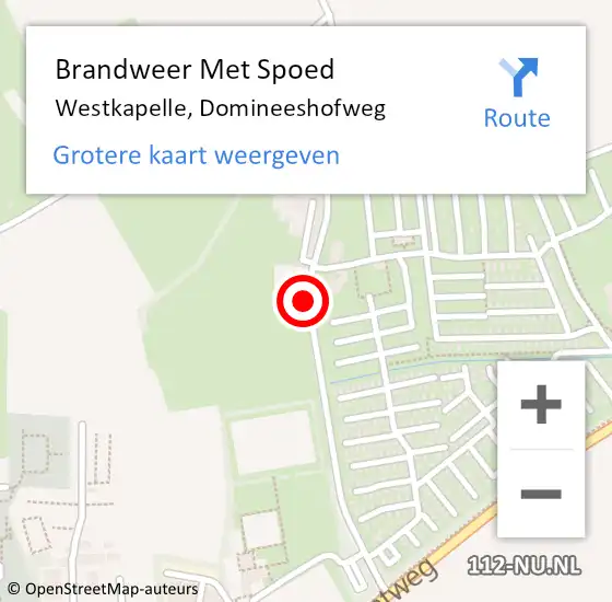 Locatie op kaart van de 112 melding: Brandweer Met Spoed Naar Westkapelle, Domineeshofweg op 3 april 2019 15:07