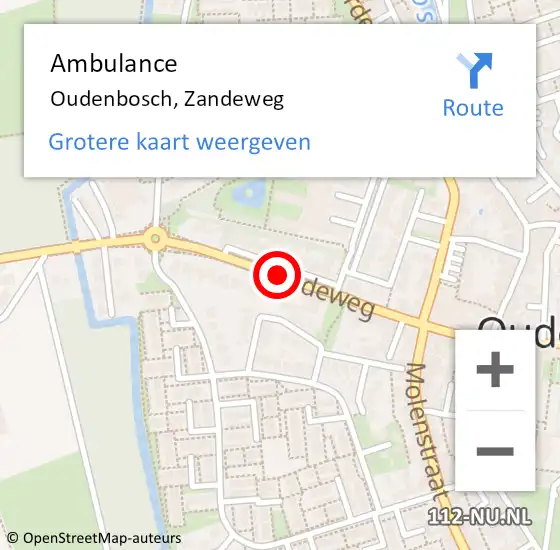 Locatie op kaart van de 112 melding: Ambulance Oudenbosch, Zandeweg op 3 april 2019 15:25