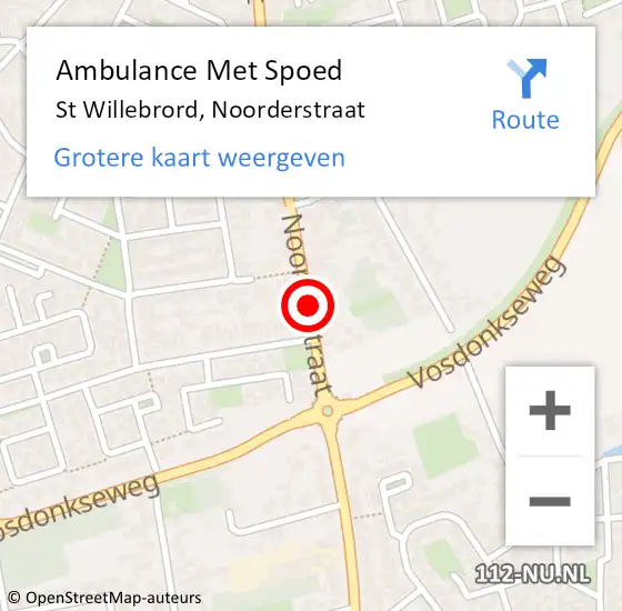 Locatie op kaart van de 112 melding: Ambulance Met Spoed Naar St Willebrord, Noorderstraat op 3 april 2019 15:44