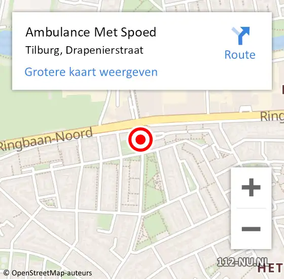 Locatie op kaart van de 112 melding: Ambulance Met Spoed Naar Tilburg, Drapenierstraat op 3 april 2019 15:51