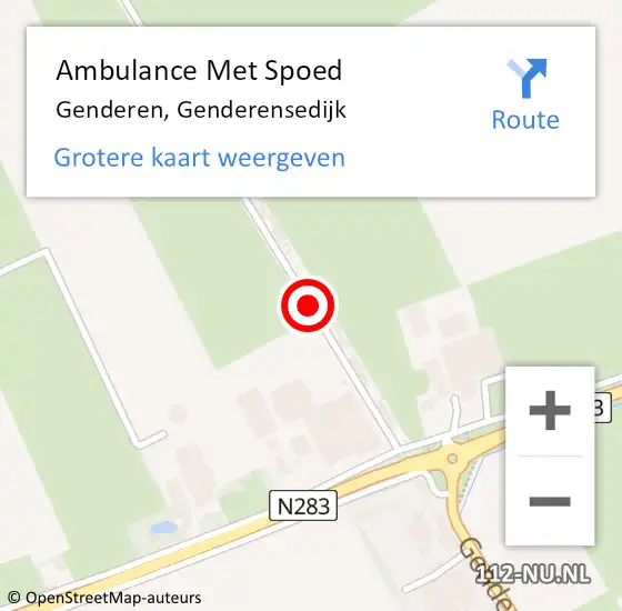 Locatie op kaart van de 112 melding: Ambulance Met Spoed Naar Genderen, Genderensedijk op 3 april 2019 16:11