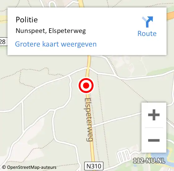 Locatie op kaart van de 112 melding: Politie Nunspeet, Elspeterweg op 3 april 2019 16:57