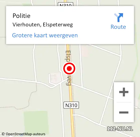 Locatie op kaart van de 112 melding: Politie Vierhouten, Elspeterweg op 3 april 2019 16:57
