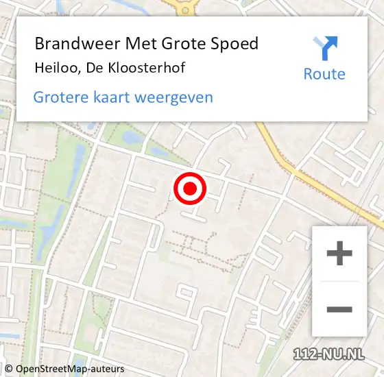 Locatie op kaart van de 112 melding: Brandweer Met Grote Spoed Naar Heiloo, De Kloosterhof op 3 april 2019 18:22