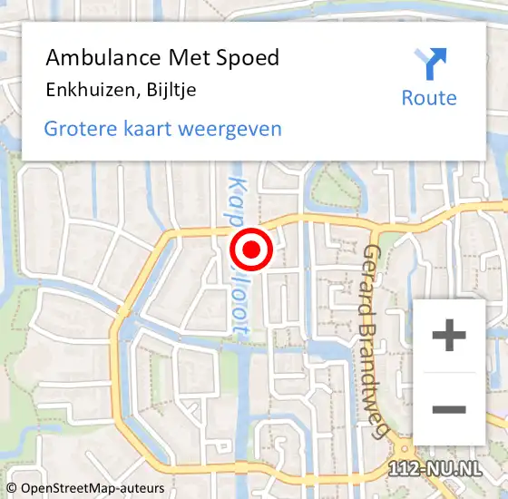 Locatie op kaart van de 112 melding: Ambulance Met Spoed Naar Enkhuizen, Bijltje op 3 april 2019 19:05