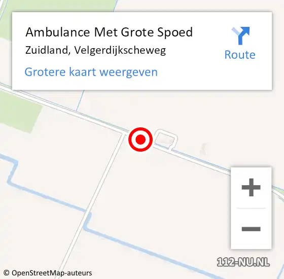 Locatie op kaart van de 112 melding: Ambulance Met Grote Spoed Naar Zuidland, Velgerdijkscheweg op 3 april 2019 19:21