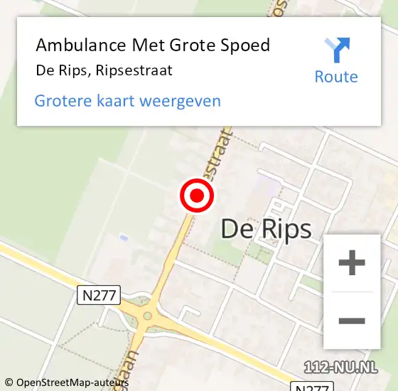 Locatie op kaart van de 112 melding: Ambulance Met Grote Spoed Naar De Rips, Ripsestraat op 3 april 2019 20:20