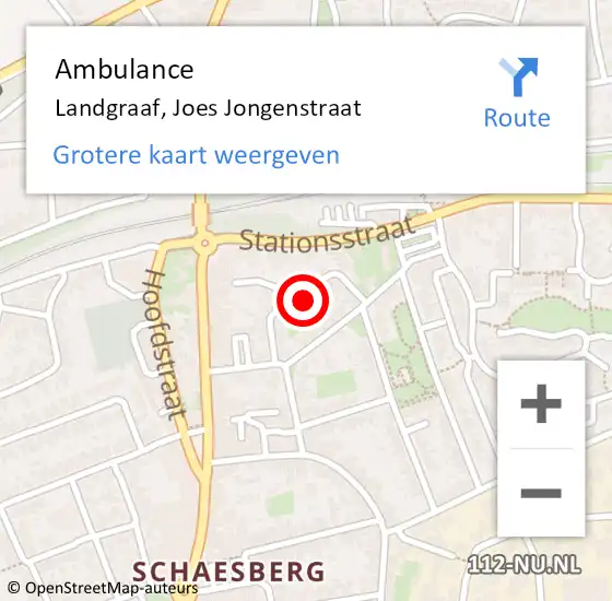 Locatie op kaart van de 112 melding: Ambulance Landgraaf, Joes Jongenstraat op 28 maart 2014 10:30