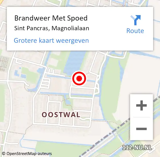 Locatie op kaart van de 112 melding: Brandweer Met Spoed Naar Sint Pancras, Magnolialaan op 3 april 2019 21:19