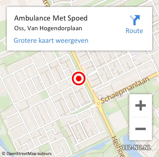 Locatie op kaart van de 112 melding: Ambulance Met Spoed Naar Oss, Van Hogendorplaan op 3 april 2019 21:37