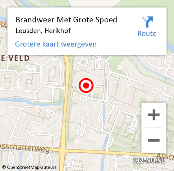 Locatie op kaart van de 112 melding: Brandweer Met Grote Spoed Naar Leusden, Herikhof op 3 april 2019 22:34