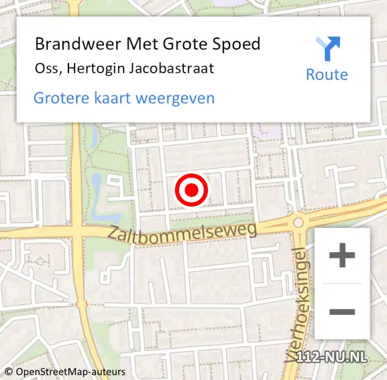 Locatie op kaart van de 112 melding: Brandweer Met Grote Spoed Naar Oss, Hertogin Jacobastraat op 3 april 2019 23:06