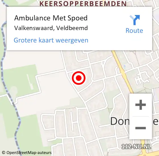 Locatie op kaart van de 112 melding: Ambulance Met Spoed Naar Valkenswaard, Veldbeemd op 4 april 2019 00:45