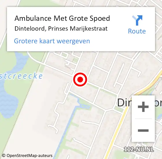 Locatie op kaart van de 112 melding: Ambulance Met Grote Spoed Naar Dinteloord, Prinses Marijkestraat op 4 april 2019 01:33