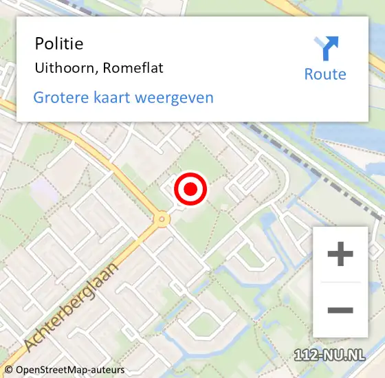 Locatie op kaart van de 112 melding: Politie Uithoorn, Romeflat op 4 april 2019 01:39