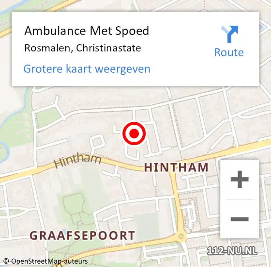 Locatie op kaart van de 112 melding: Ambulance Met Spoed Naar Rosmalen, Christinastate op 4 april 2019 04:40