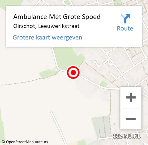 Locatie op kaart van de 112 melding: Ambulance Met Grote Spoed Naar Oirschot, Leeuwerikstraat op 4 april 2019 07:20