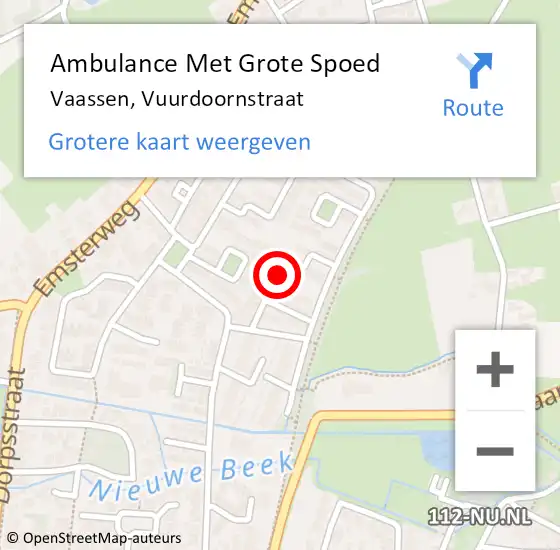 Locatie op kaart van de 112 melding: Ambulance Met Grote Spoed Naar Vaassen, Vuurdoornstraat op 4 april 2019 08:08
