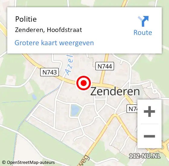 Locatie op kaart van de 112 melding: Politie Zenderen, Hoofdstraat op 4 april 2019 08:12