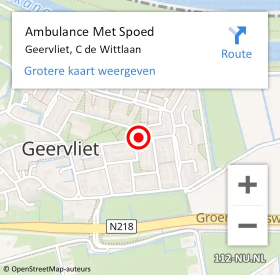 Locatie op kaart van de 112 melding: Ambulance Met Spoed Naar Geervliet, C de Wittlaan op 4 april 2019 08:46