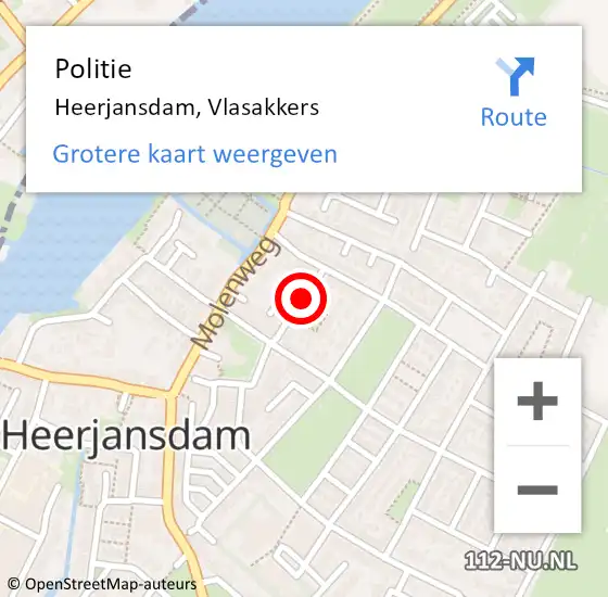 Locatie op kaart van de 112 melding: Politie Heerjansdam, Vlasakkers op 4 april 2019 09:01