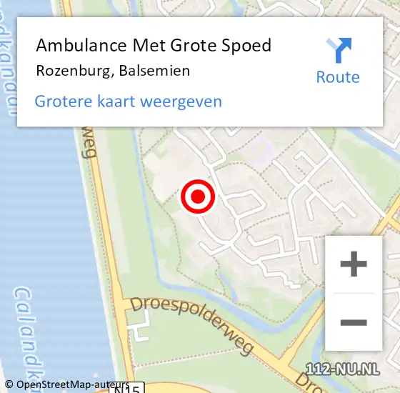 Locatie op kaart van de 112 melding: Ambulance Met Grote Spoed Naar Rozenburg, Balsemien op 4 april 2019 09:09