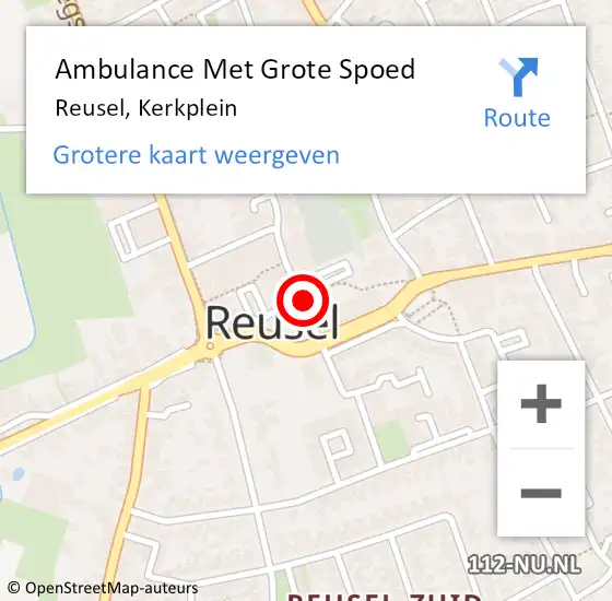 Locatie op kaart van de 112 melding: Ambulance Met Grote Spoed Naar Reusel, Kerkplein op 4 april 2019 09:53