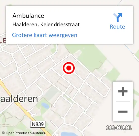 Locatie op kaart van de 112 melding: Ambulance Haalderen, Keiendriesstraat op 4 april 2019 10:04