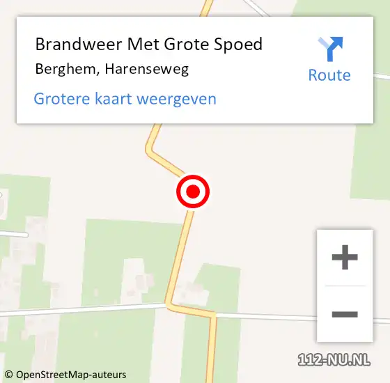 Locatie op kaart van de 112 melding: Brandweer Met Grote Spoed Naar Berghem, Harenseweg op 4 april 2019 13:00